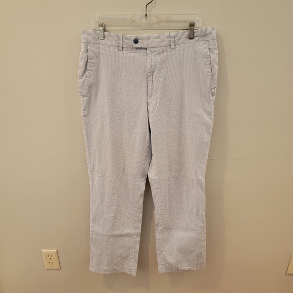 Alan Flusser Golf Seersucker Pants Men's Size 36 X 30 100% Cotton Flat Front - Picture 1 of 9